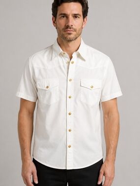 Versace Jeans Couture Men's Cotton Short Sleeve Shirt White XL Like New